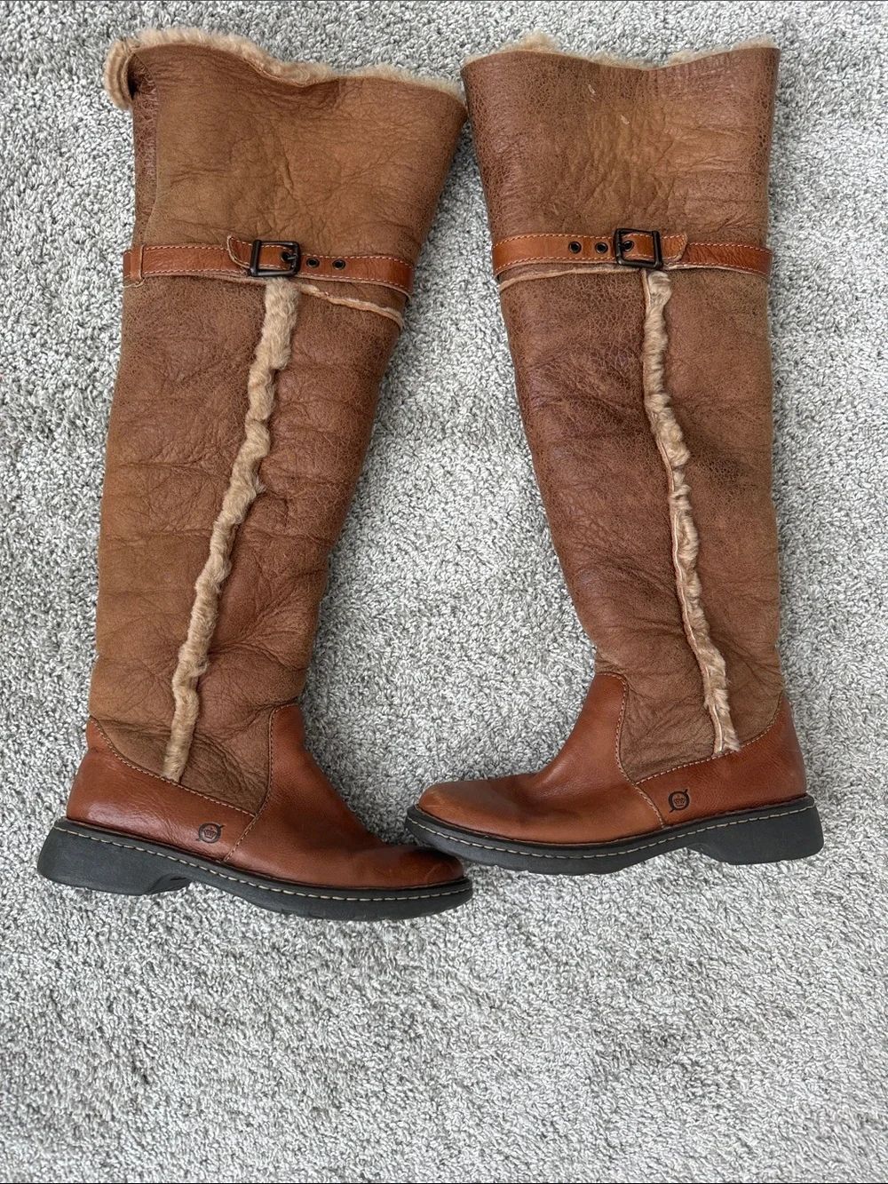 Born Tall Shearling-Trim Boots - Brown - Picture 2 of 9